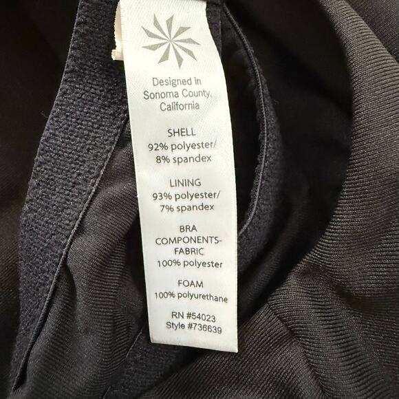 Athleta Black V-Neck Tank Top 34 A‎ Built-in Support Bra Ruched Sides - Picture 9 of 10